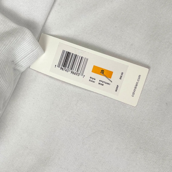Calvin Klein Cropped Logo Hoodie S White Sweatshirt NWT Athleisure Gift - Picture 7 of 11